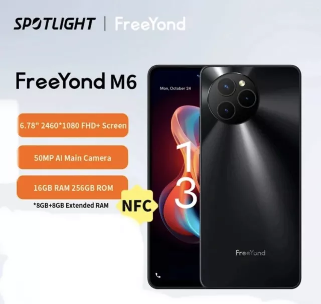 FreeYond M6 Smartphone, 6.78 "FHD +, 2460x1080 Display, 258GB ROM, 8GB RAM, NFC.