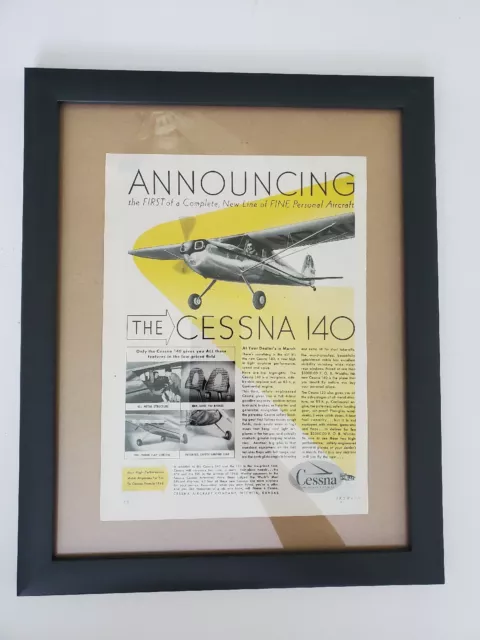 1946 Cessna 120 140 Aircraft Airplane Aviation WWII Certificate of Authenticity