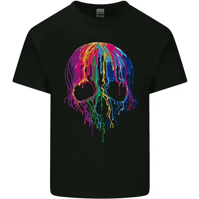 Melting Skull Biker Motorcycle Gothic Kids T-Shirt Childrens