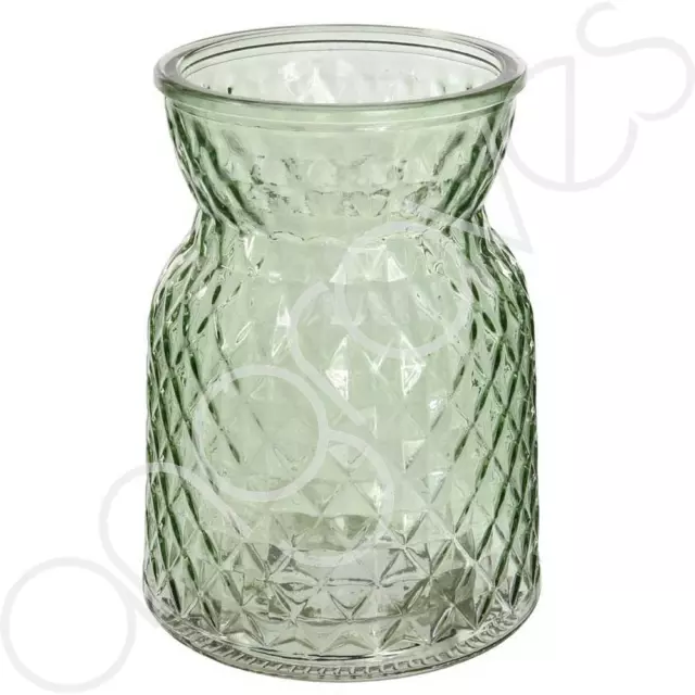 Textured Green Glass Flower Bud Vase Jar Home Decoration Decor Ornament