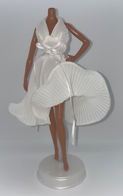 Barbie Marilyn Monroe Fashion Doll Outfit White Cocktail Dress Halter Neck Gown