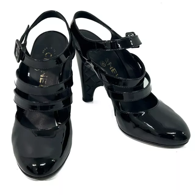 CHANEL SHOES SANDALS heels lucite heel 39.5 9.5 silver argent