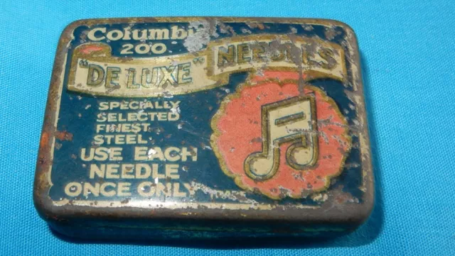 Antique Columbia 200 De Luxe Gramophone Needle Tin Case + Some Mixed Contents