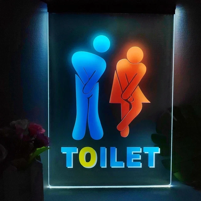 FUNNY TOILET RESTROOM LED Neon Sign Light Wall Art Lamp Men Women ...