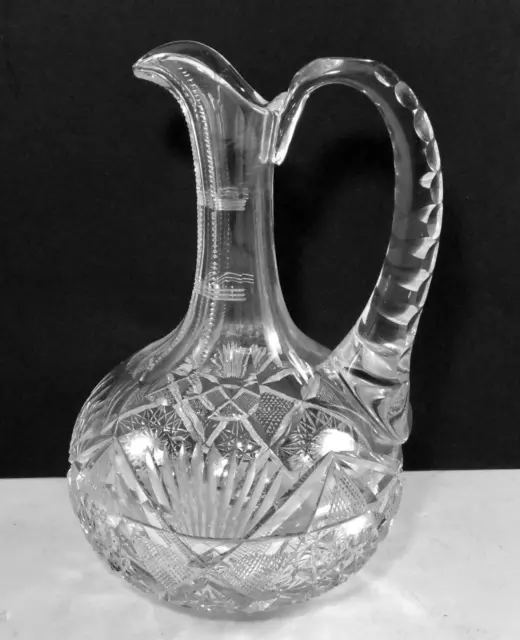 A Gorgeous American Brilliant Period Cut Glass Liquor Wine Ewer Claret Jug