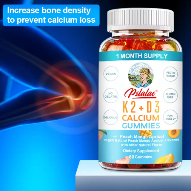 Vitamins K2 + D3 Calcium Gummies - for Kids & Adult Bones, Immune Support