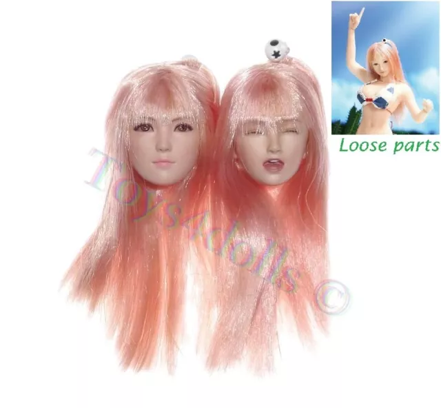 1/6  Vstoys 19Xg66 Volleyball Girl  Pair Of Heads For Pale Tbleague - Pink Hair