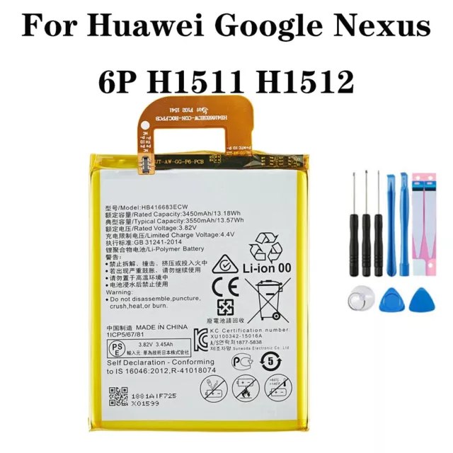 Battery Fits With Google Huawei Nexus 6P Replacement Battery HB416683ECW 3450mAh