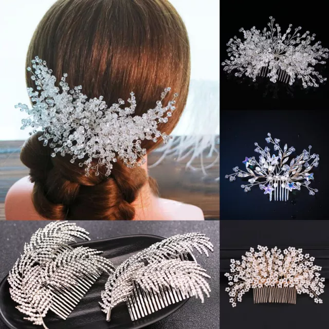 Pearl Flowers Crystal Hair Pin Clips Bridesmaid Side Comb Wedding Bridal Jewelry