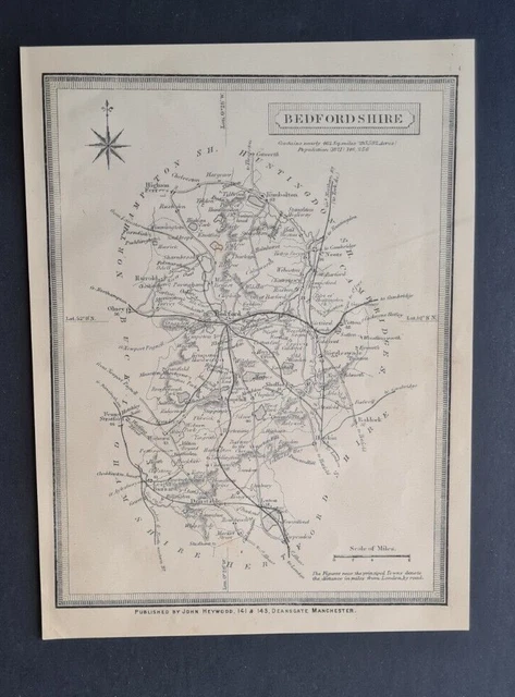 ANTIQUE (C. 1873) double sided county map - Bedfordshire & Berkshire ...