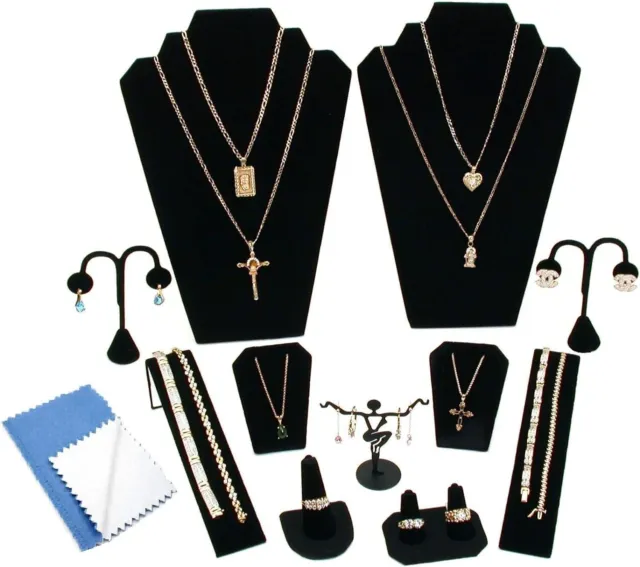 11 Pcs Black Velvet Combination Bust Set Great for Retail Jewelry Store & Home