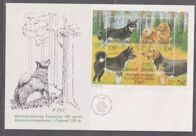 Finland 1989 Kennel Club Sheetlet First Day Cover