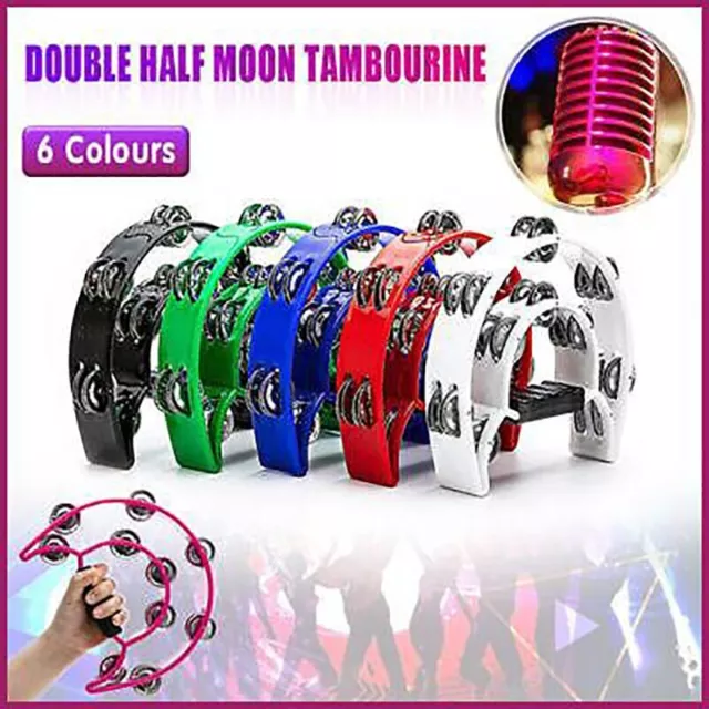 Double Half Moon Tambourine Musical Percussion Instrument Bell Beat Drum ABS AU