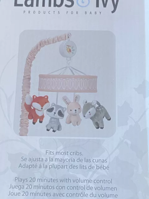 Lambs And Ivy Musical Mobile Woodland Collection Pink Nib