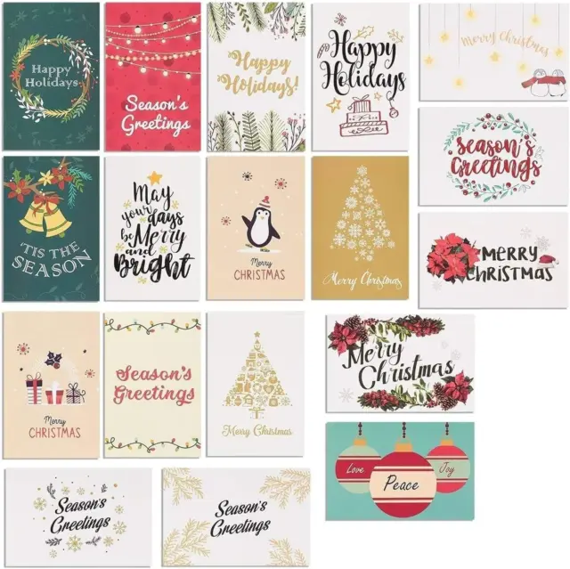 36 Pack Assorted Merry Christmas Greeting Cards with Envelopes, 36 Holiday Desig