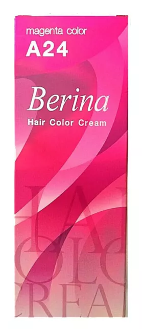 Berina Hair Dye Professional Permanent A24 Magenta Colour Cream + Developer