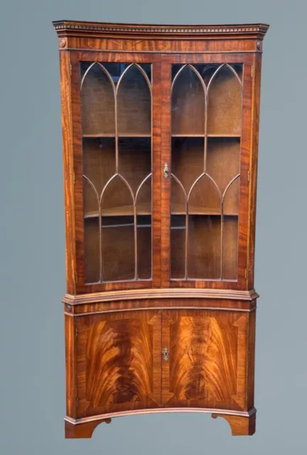 Figured Mahogany Concave Corner Cabinet - Reprodux Bevan Funnell