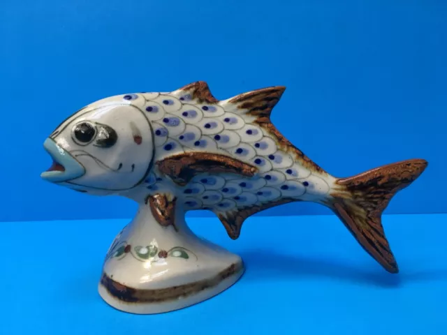 Vintage Handpainted Ceramic Fish Signed KE Ken Edwards Tonala Pottery Mexico