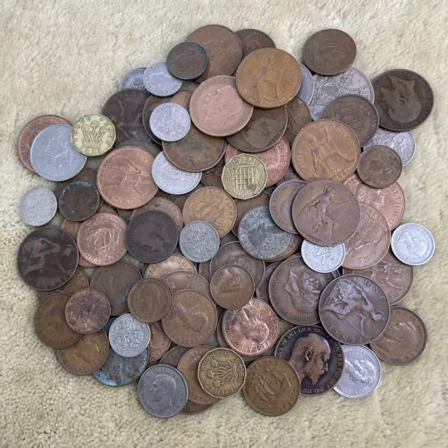 OLD BRITISH VTG COINS JOB LOT,  Various Ages And Denominations