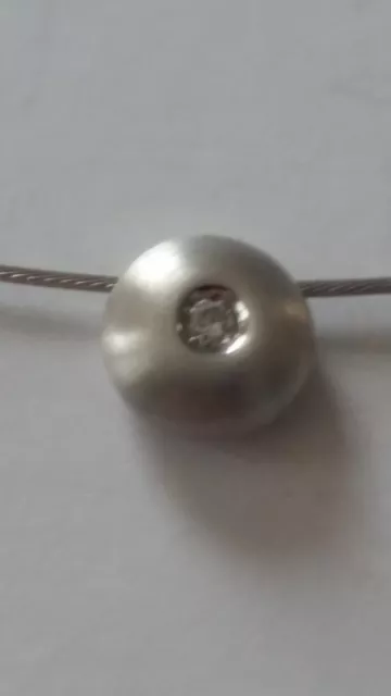 fine modern 14k white gold designer/hLL MArk signed/ caBLE CHAin w/DIAM PEN