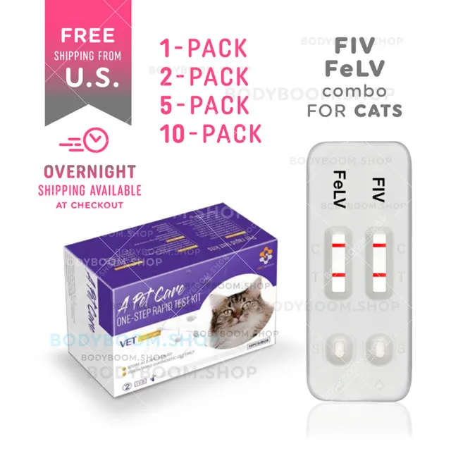 FIV FeLV Combo Test for Cats - Feline Immunodeficiency & Leukemia Virus Home Kit