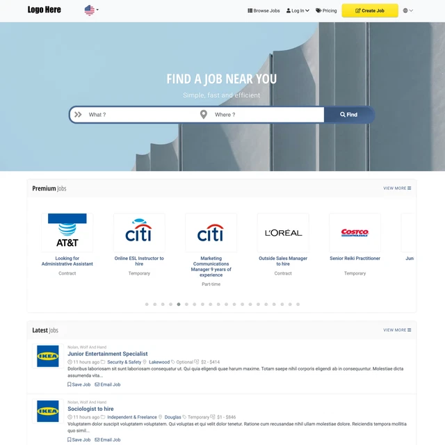 Job Board Website Design with Free 5GB VPS Web Hosting
