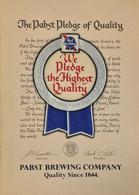 Vtg PABST BREWING CO Pledge Of Quality Booklet Blue Ribbon Beer Advertising PBR