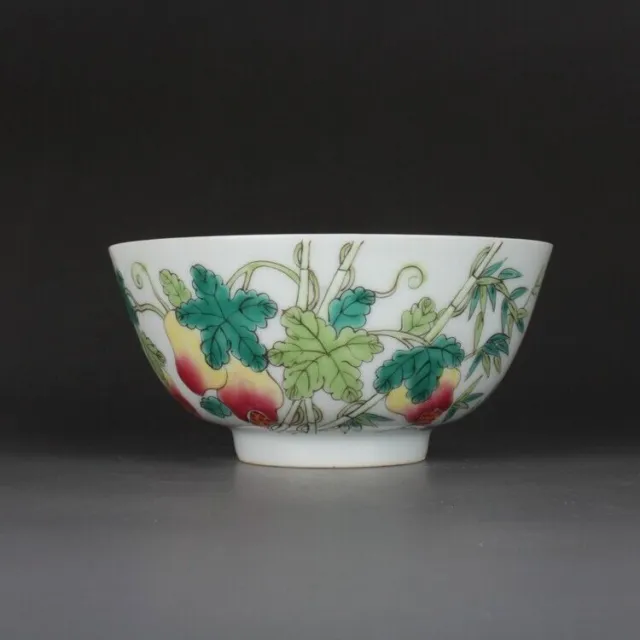 Chinese Famille Rose Porcelain Qing Guangxu Fruit Pattern Bowl 4.53 inch
