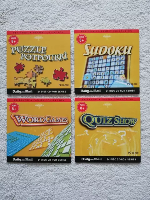 BRITANNICA FAMILY COLLECTION - 4 Discs - Puzzle Collection - Sudoku PC CD-ROM 8+