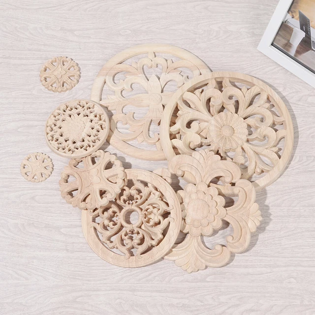 Decorazione Floreale In Legno Intagliato, Ornamento Per Armadi E Mobili, Stile Europeo, 12x12 Cm, 1 Pezzo