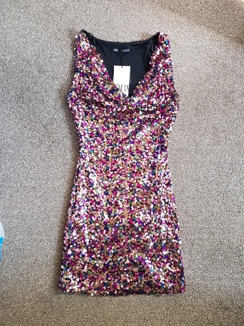 ZARA PINK SEQUIN Mini Dress, Size Medium, New 20.00 - PicClick UK
