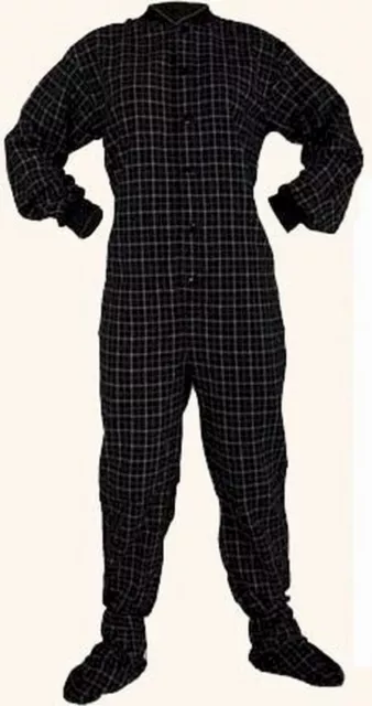 Schlafoverall Einteiler Strampler Jumpsuit Erwachsene Flanell Schwarz 102 S