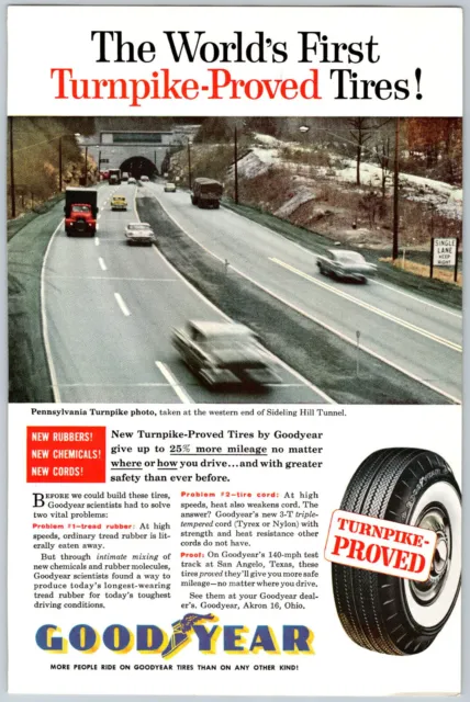 Vintage Print Ad Goodyear Turnpike Proved PA Turnpike Sideling Hill Tunnel 1959