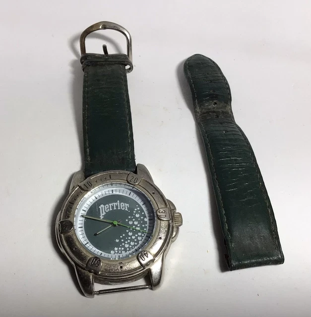 Montre Seiko édition Numérotée Roland Garros Perrier 1993 - Cadran Rond, Bracelet Cuir Vert