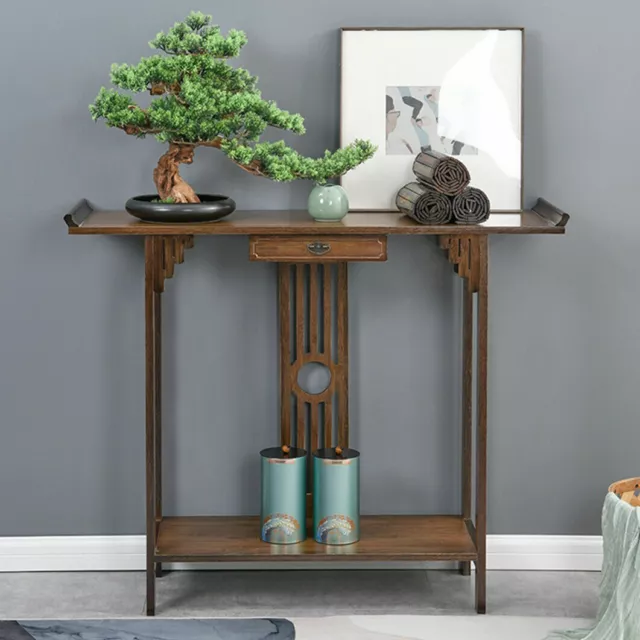 Vintage Hall Console Table Accent Table Entryway with Drawer Storage Shelf Wood