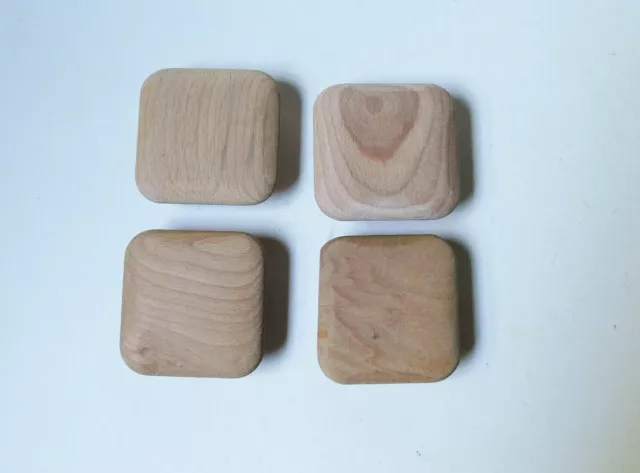 4 Wood Square Knobs Handles Cabinet Drawer Pulls 2 1/2" Unfinished WH9