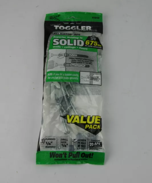 20x Genuine Toggler Anchors Alligator Solid Surface 675lbs Wall