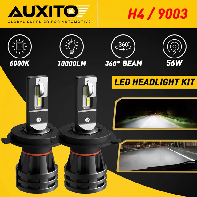 2pcs AUXITO 9003 H4 LED Headlight Kit Bulbs High Low Beam Lamps White Noiseless