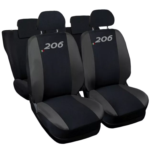 Coprisedili Auto Compatibili Con 206 Fodere Bicolore Nero Grigio Scuro