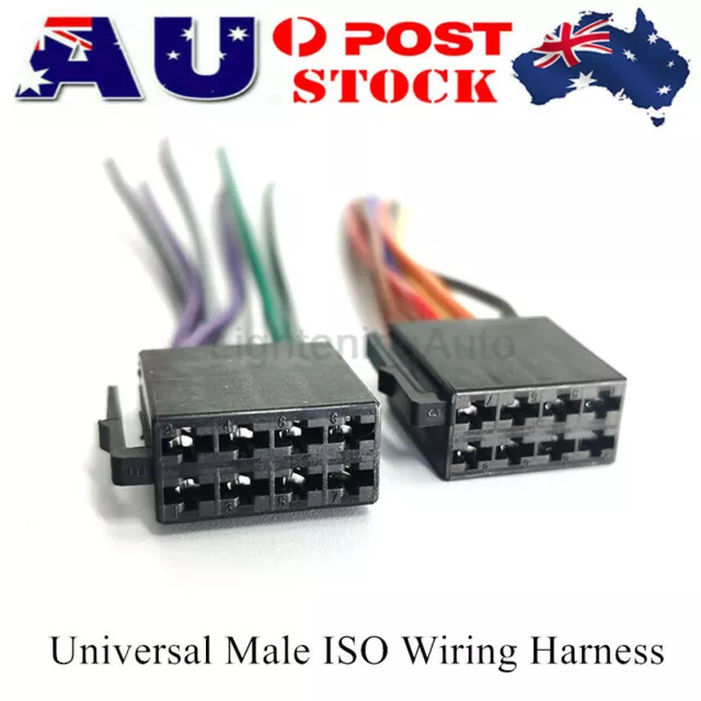 Universal Male ISO Wiring Harness Car Radio Adaptor Connector Lead Loom Plug Kit