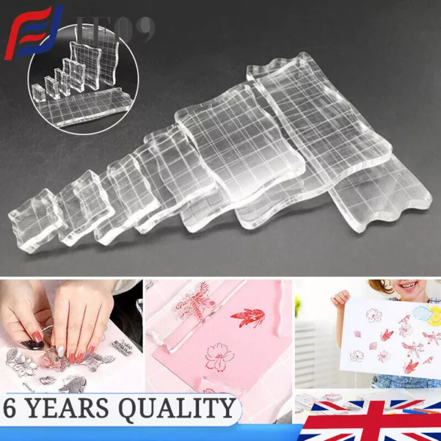 7Pcs Transparent Acrylic Clear Stamp Block Pad DIY Scrapbooking Handmade Tool