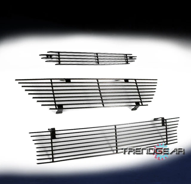 99-04 Ford Mustang Saleen Main Upper+Bumper+Below Hood Scoop Billet Grille Black