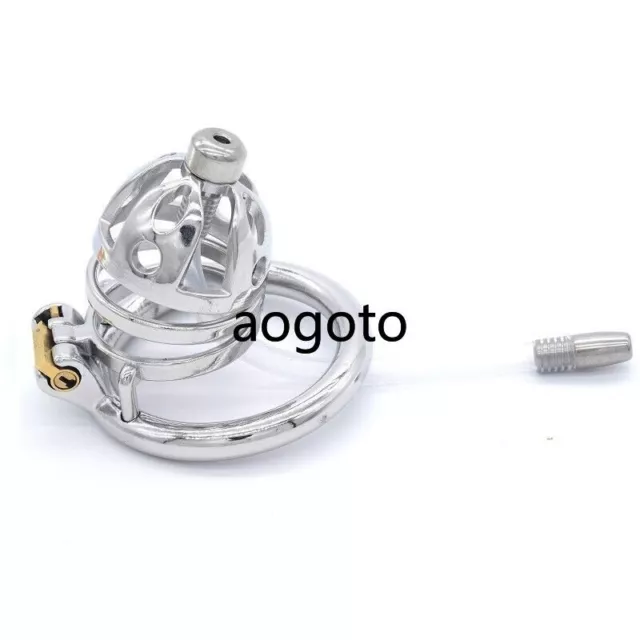 Stainless Steel Male Chastity Device Ball Cage Men Short Metal Locking Belt  C407