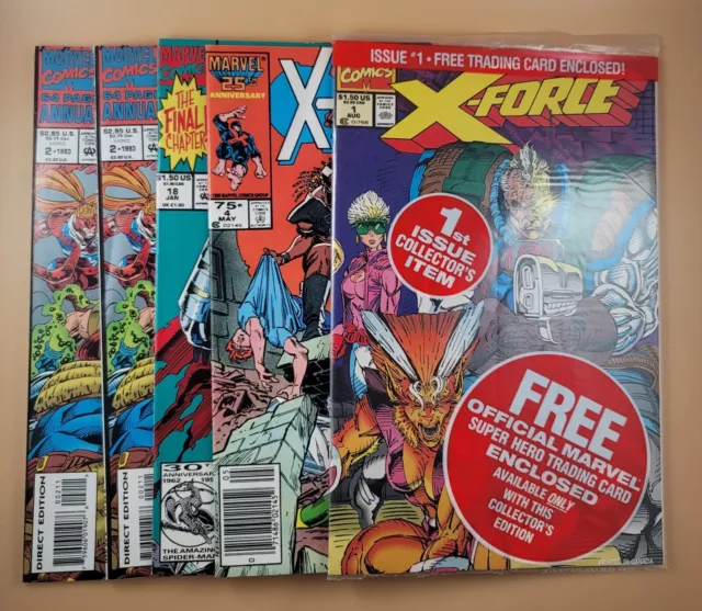X-Force #1 4 18 Annual 2x2 (Lot of 5 |  2 copies Annual 2) [Marvel Comics 1991]