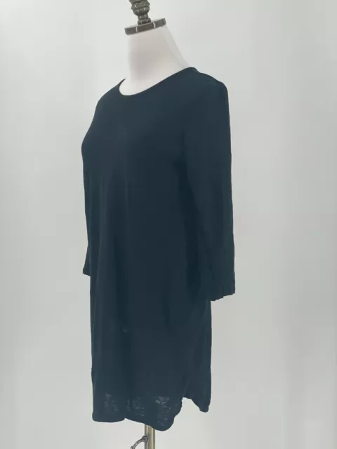 Brochu Walker Black Linen Silk 3/4 Sleeve Tunic Top 2