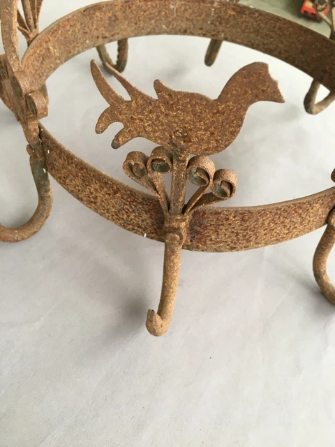 Couronne D'office Ou Porte Saucissons à 8 Crochets De Cuisine Antique Francais