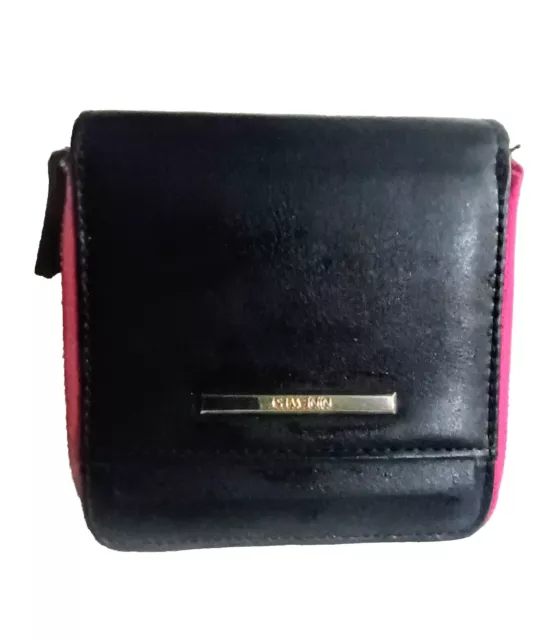 Nine West Black Pink Zip around Wallet Leather