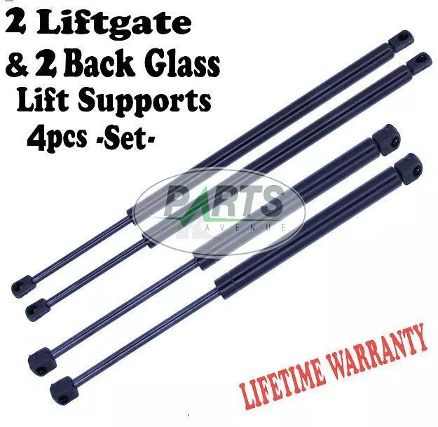 4 Pieces 2 Window Glass & 2 Liftgate Tailgate Lift Supports Shocks Struts Arms