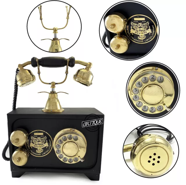 Retro Style Rotary Dial Phone Handset Old Vintage Telephone Home Gift Hotel Deco