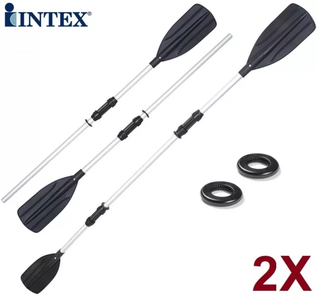 2x Remos para barca bote kayak hinchable intex de aluminio 2 en 1 + anillas